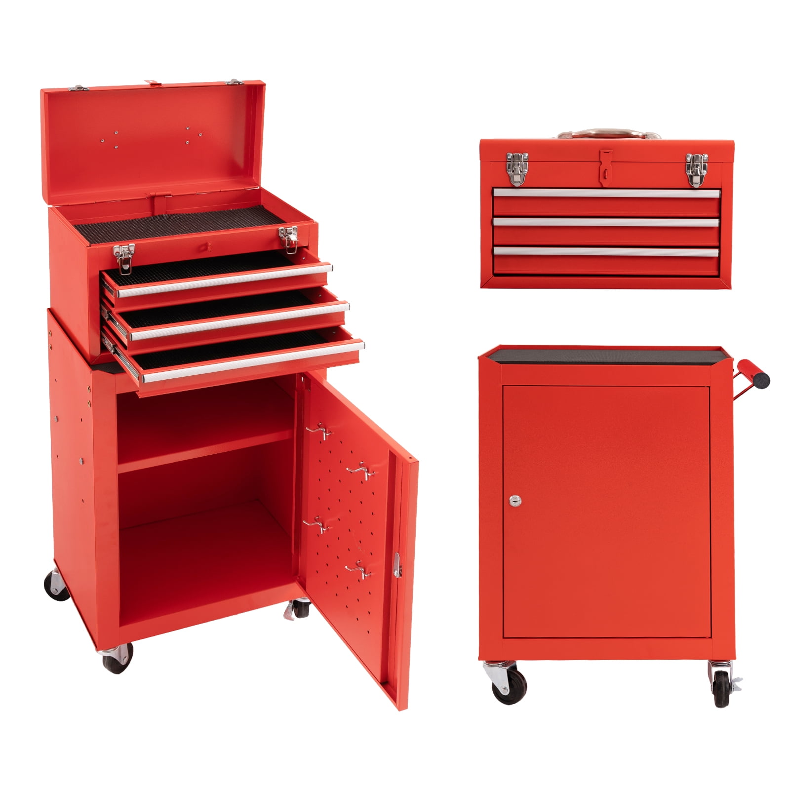 3 Drawer Rolling Toolbox, 2-in-1 Removable Design Mobile Steel Toolbox ...