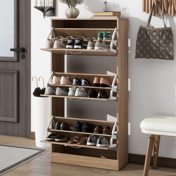 GUTALOR 3-Drawer Shoe Storage Cabinet, 3-Tier Wood Shoe Rack Storage Organizer for Entryway
