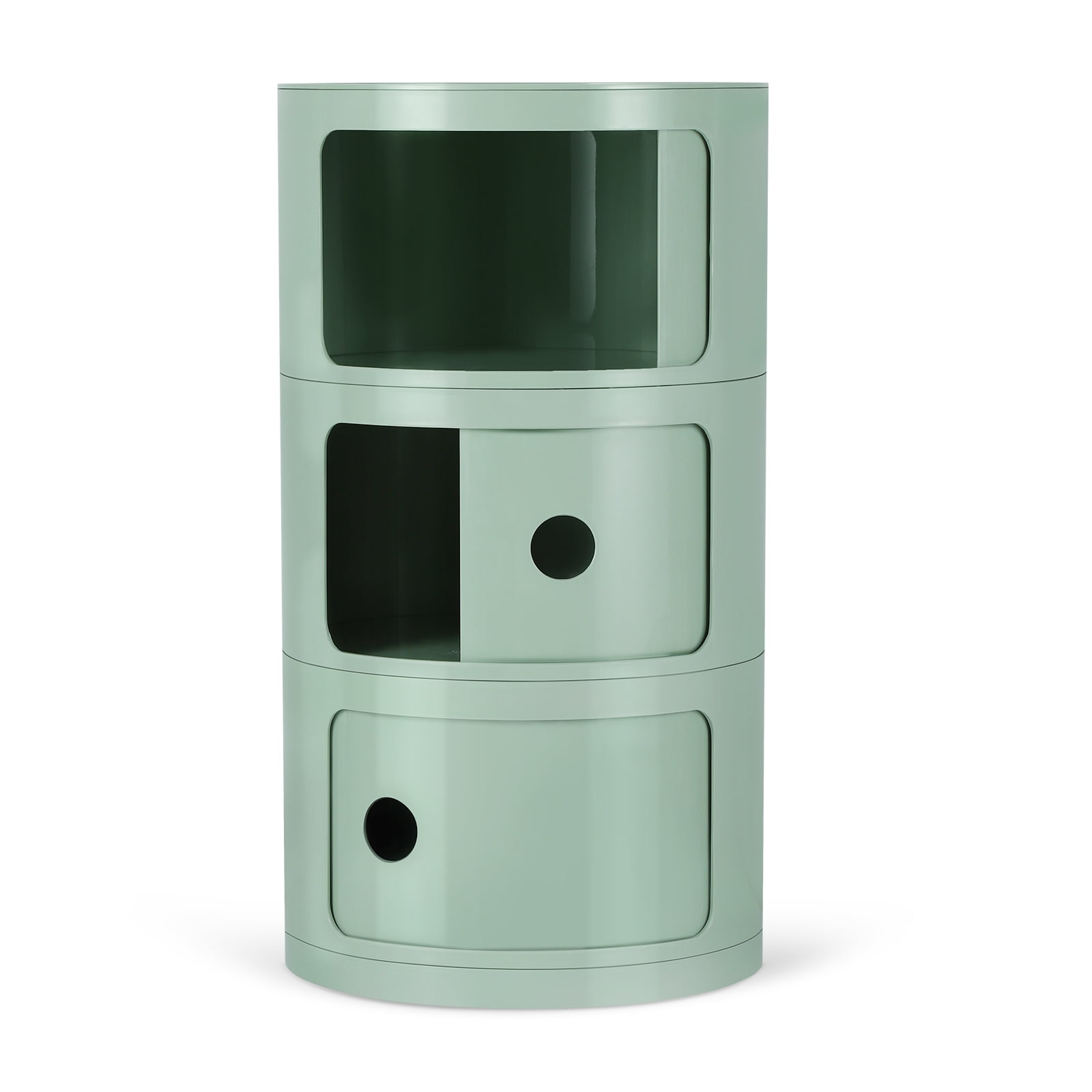 3 Drawer Sliding Barrel Modern Bedroom Nightstand, Matcha Green