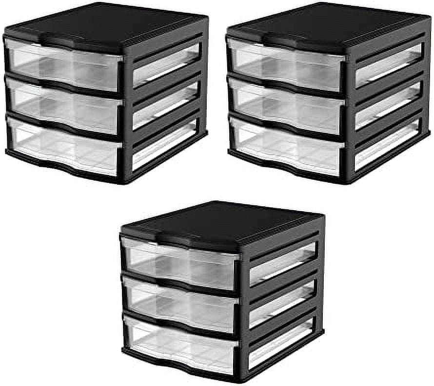 3 Drawer Stackable Shelf Organizer Plastic Storage Drawers for Bathroom
