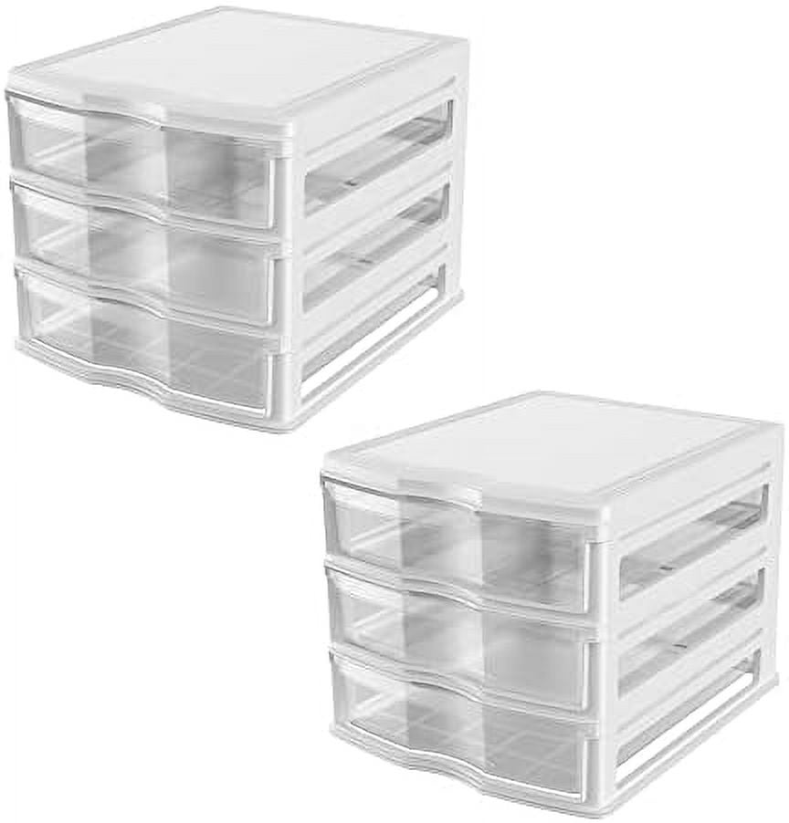 3 Drawer Stackable Shelf Organizer Plastic Storage Drawers for Bathroom ...