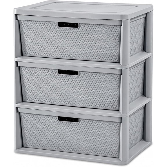 3 Drawer Storage Organizer, Plastic Drawer Organizer Tower, Brown