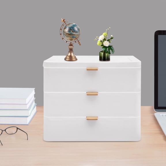 3-Drawer Storage Unit, Desktop Storage Box, Desk Drawer Organizer, for Cosmetics and Office Supplies
