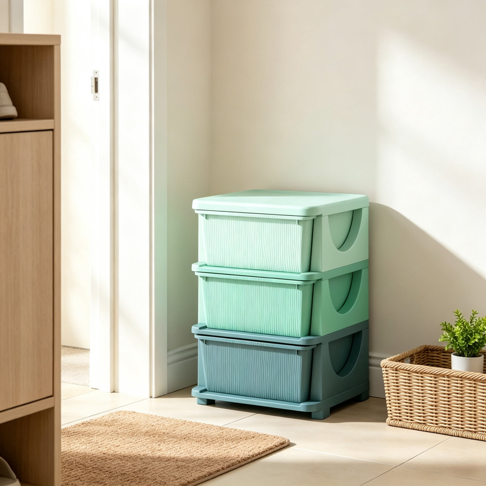 3-Drawer Toy Storage Cubby with 16L Capacity for Kids Bedroom