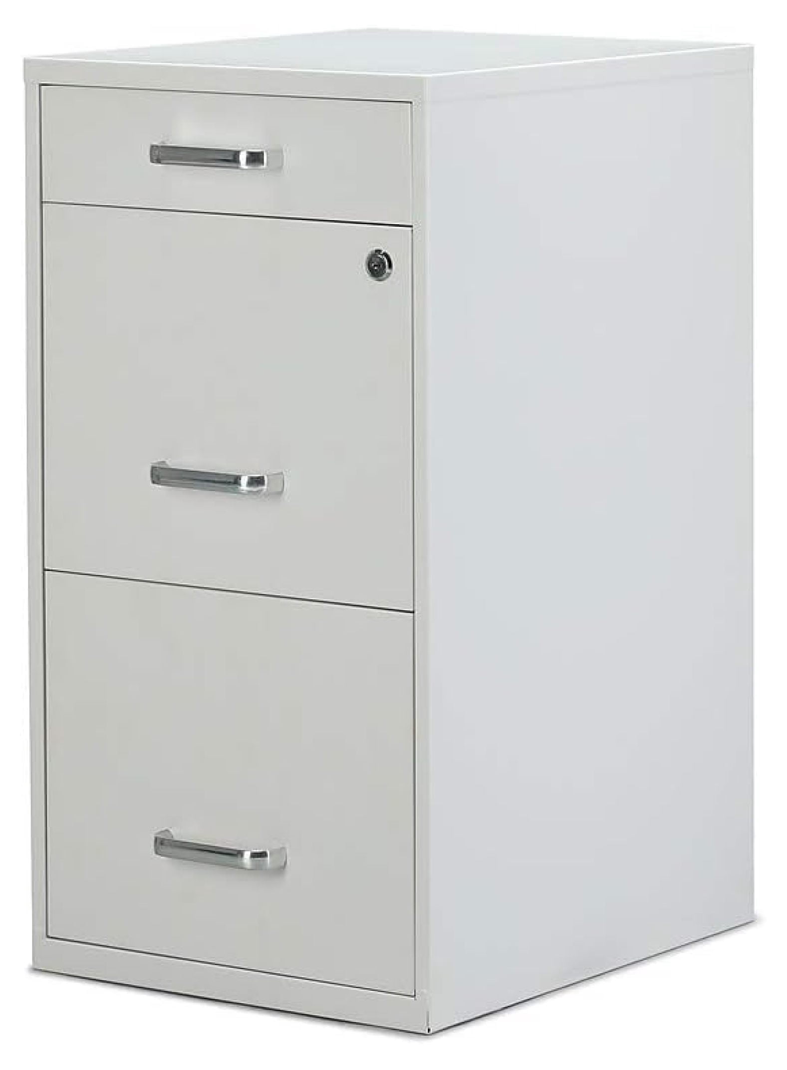 3-Drawer Vertical File Cabinet, Letter Size Documents, Lockable & Mobile, 18.9" D x 14.3" W x 26.9" H, White