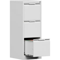 3 Drawer Vertical File Cabinet with Lock, Metal Filing Cabinet for Home Office, Locking File Cabinet for A4/F4/Legal/Letter, Assembly Required (White, 3 Drawer)