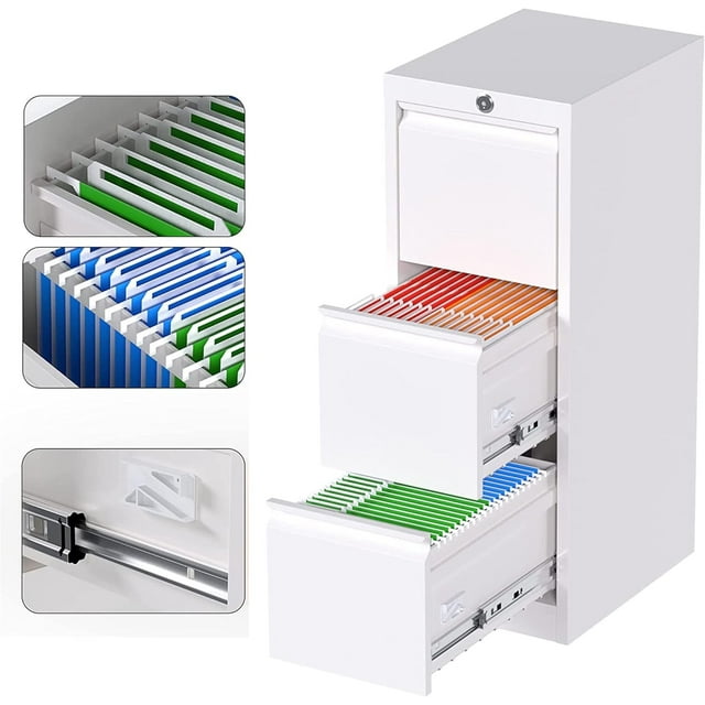 3 Drawer Vertical File Cabinet,Locking Metal Vertical File Cabinet ...