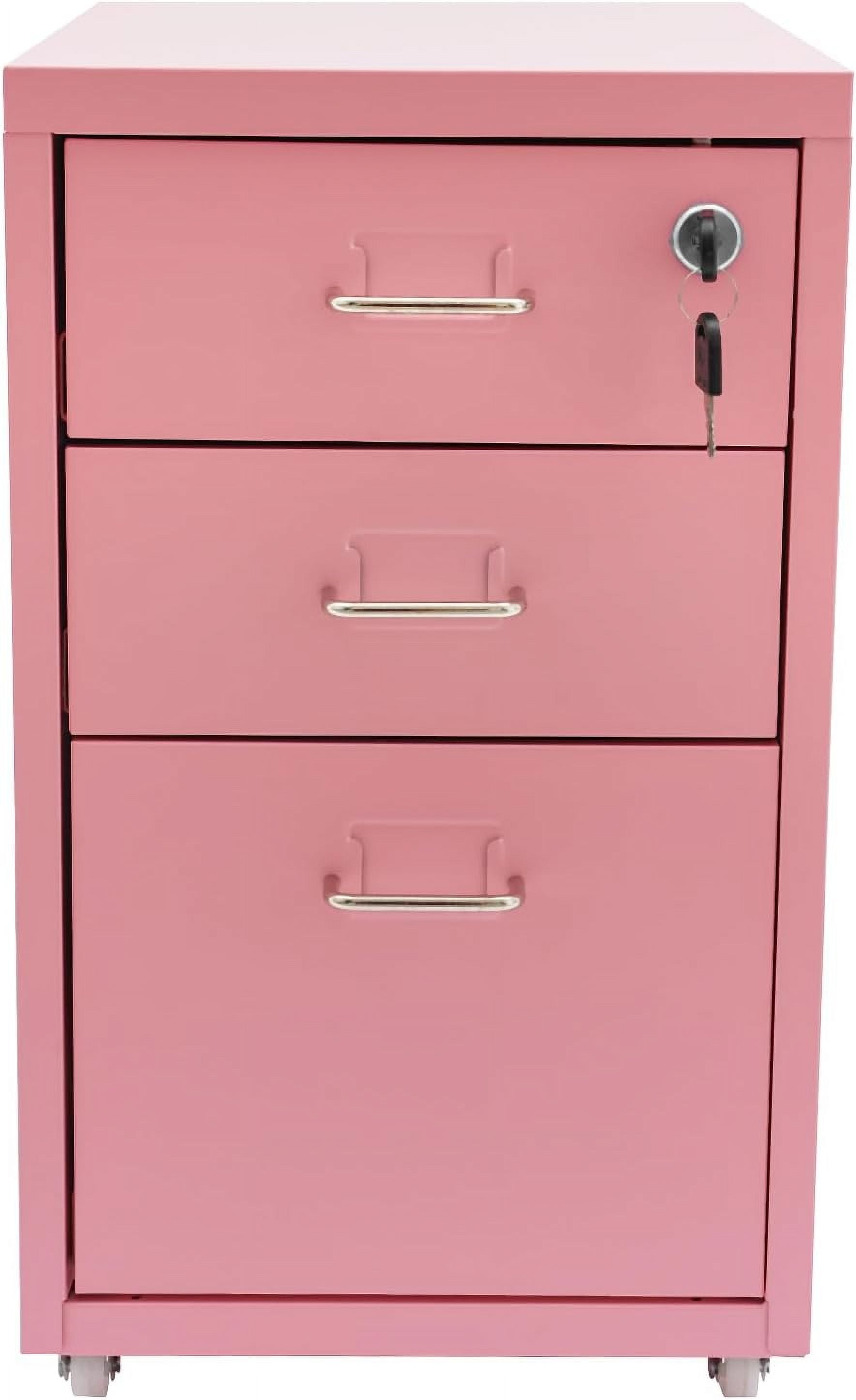 3-Drawer Vertical File Cabinet,Metal Mobile File Cabinet with Lock and ...