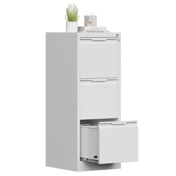 Coolsun  3 Drawer File Cabinets with Lock, Small Filing Cabinets for Home Office, Metal Vertical File Cabinets, Under Desk File Cabinet Organizer for Legal/Letter Size File, Easy Assembly