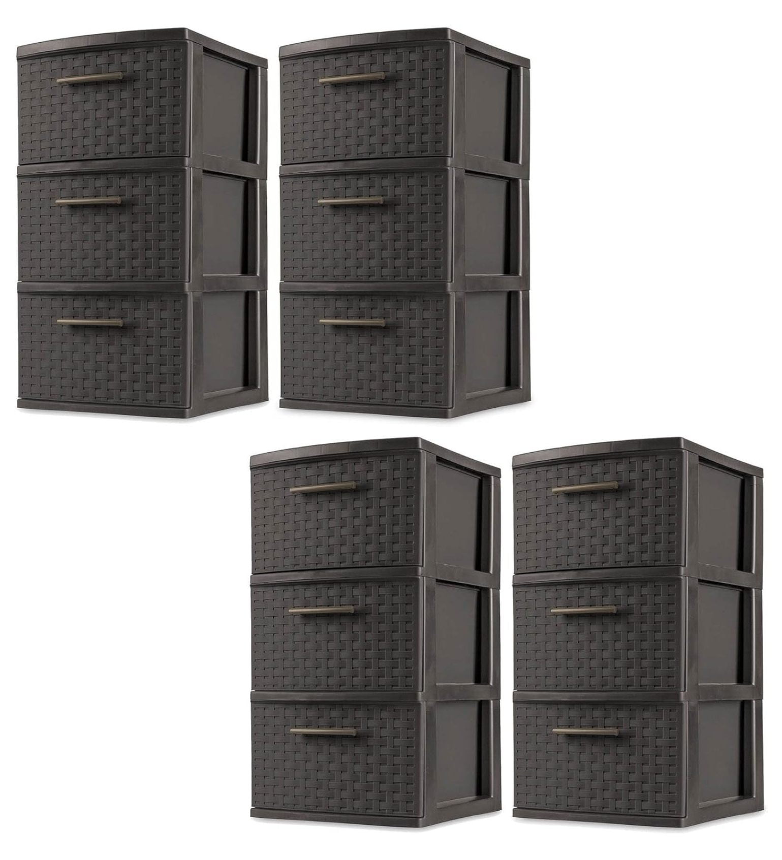 3 Drawer Wicker Weave Decorative Storage Organization Container