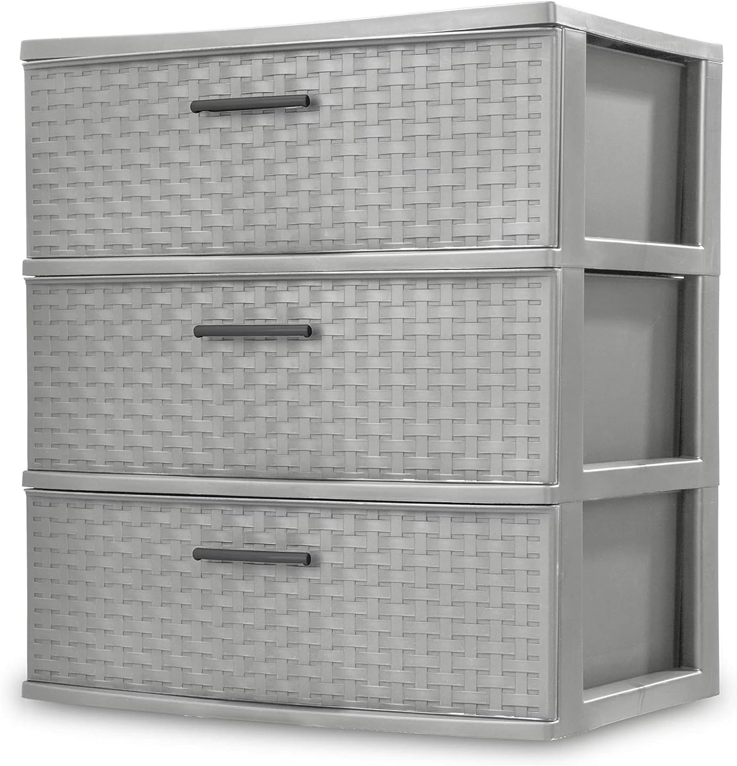 Cement Weave 3-Drawer Wide Storage Tower
