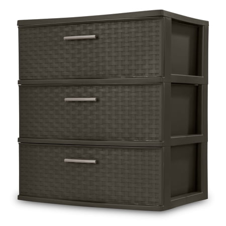 3 Drawer Wide Weave Tower Plastic