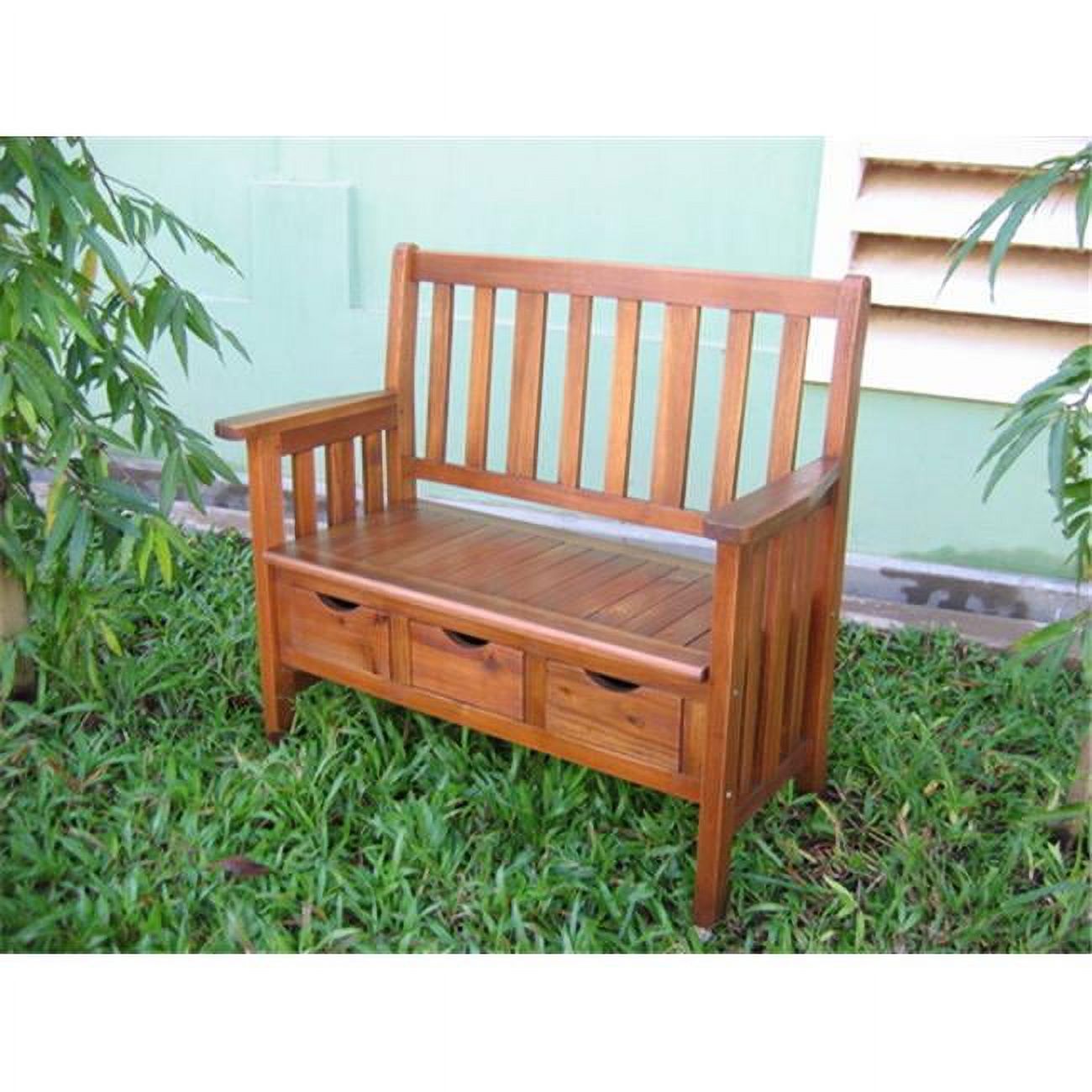3-Drawer Wood Bench with Arms - Walmart.com