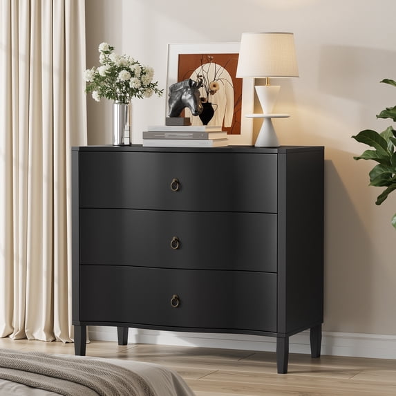 3 Drawer Wooden Dresser for Bedroom, Storage Organizer Nightstand Small Chests of Drawers for Adult