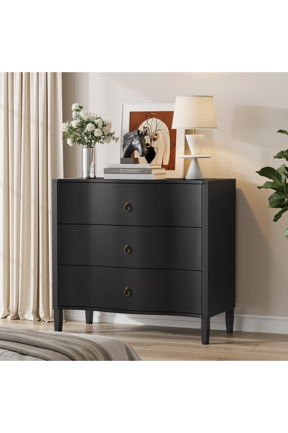 3 Drawer Wooden Dresser for Bedroom, Storage Organizer Nightstand Small Chests of Drawers for Adult