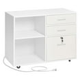 thumbnail image 1 of 3 Drawer Wooden File Cabinet Mobile Filing Cabinet with Light Strip White, 1 of 9