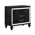 thumbnail image 1 of 3 Drawer Wooden Nightstand with Mirror Accents and Faux Crystal Pulls,Black, 1 of 2