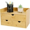 thumbnail image 1 of Bamboo Desk Organizer With Drawers Countertop Drawers 3 Drawers Counter Storage Box Corner Desk Organizer for Home Office No Assembly Required, 1 of 7