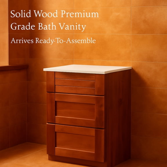 3 Drawers Bathroom Vanity Base, Bathroom Drawer Storage RTA Shaker Cabinet, Maple Shaker, 18 inch