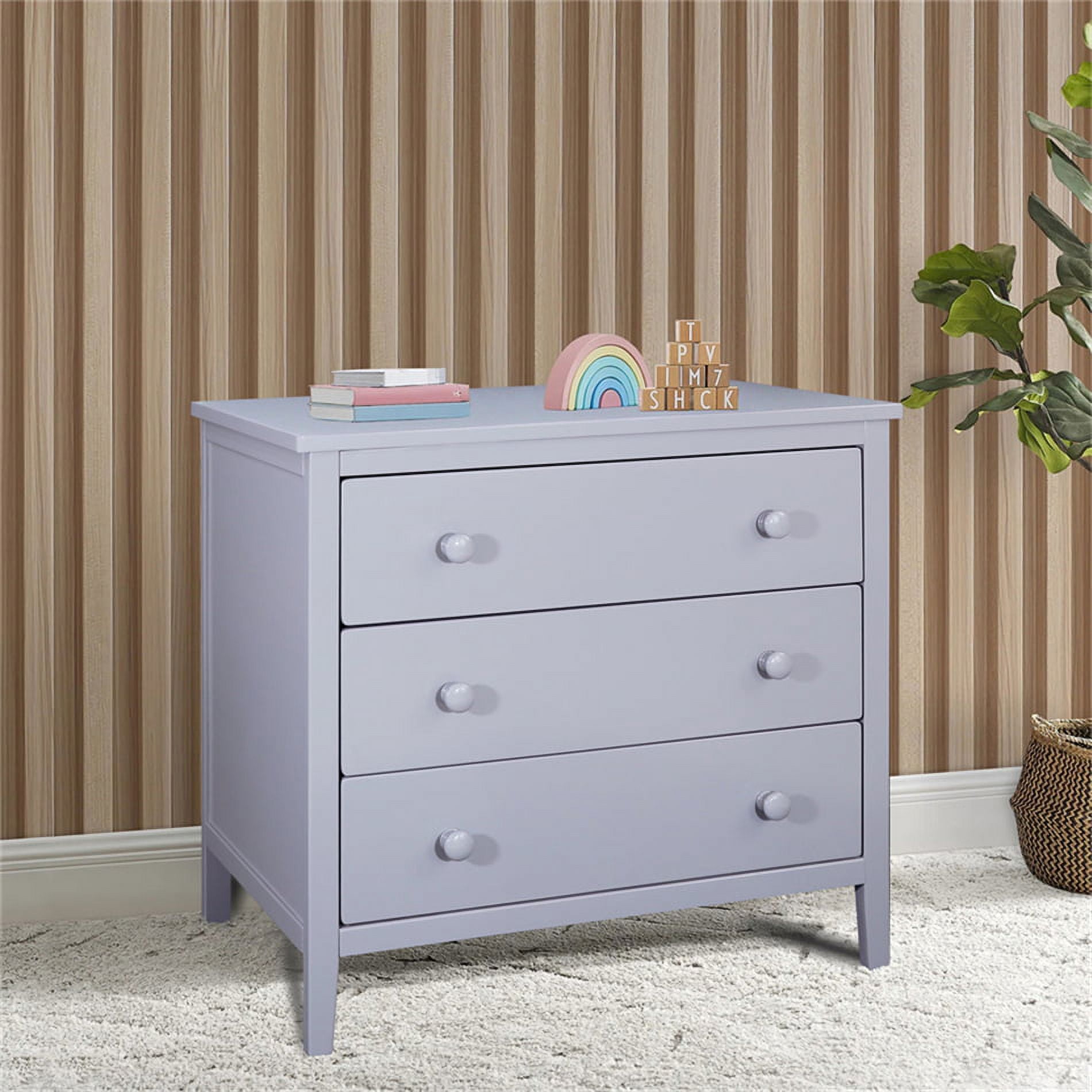 3 Drawers Dresser Chest with Double Handles, Modern Storage Cabinet ...