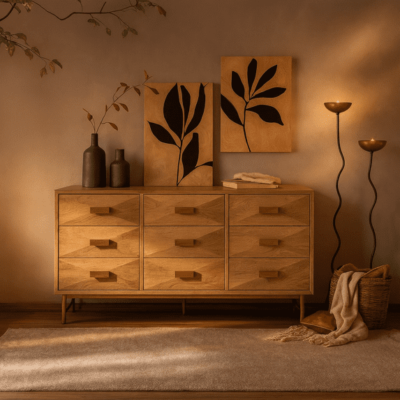3 Drawers Dresser, Modern Dressers & Chests of Drawers, TV Stand,Light Wood Dresser for Bedroom,Living Room,Hallway