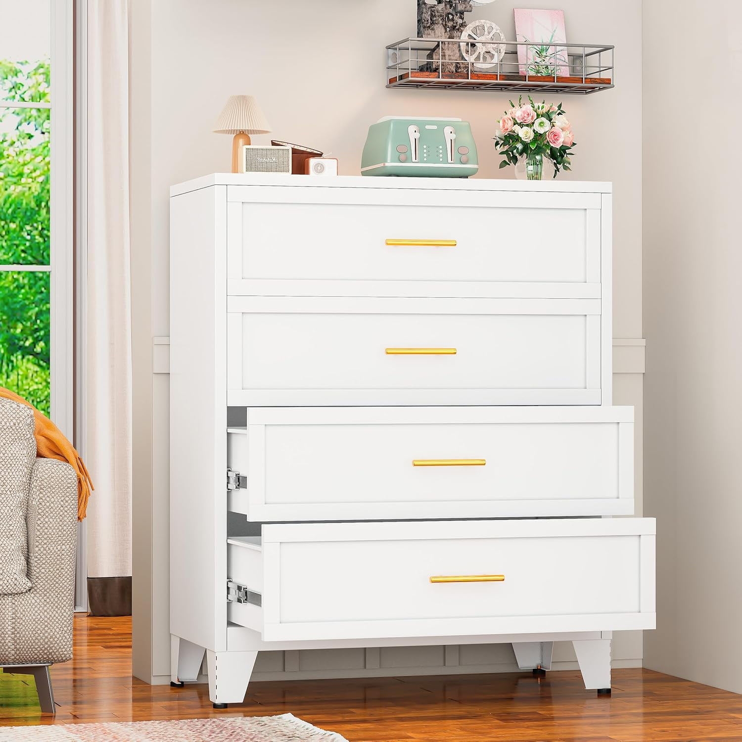 3 Drawers Dresser for Bedroom Metal Closet Drawer Dresser Chest ...
