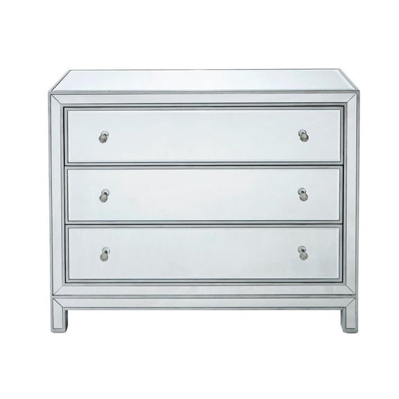 3 Drawers Mirrored Cabinet in Modern Style-32 inches Tall and 16 inches Wide-Antique Silver Finish Bailey Street Home 779-Bel-5046475