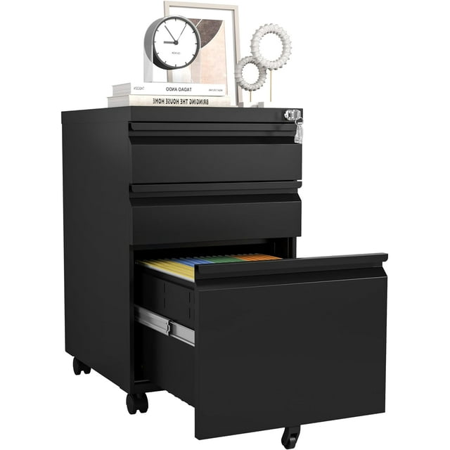 3 Drawers Mobile File Rolling File Fully Assembled