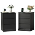 thumbnail image 1 of 3 Drawers Nightstand Set of 2 with Charging Station, Bedside Table End Table for Bedroom Living Room, Black, 1 of 9