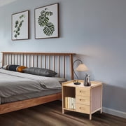 3 Drawers Nightstand Storage Bamboo End Table Bedside Organizer Modern Durable 16.5L*11.8W*15.7H