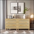 thumbnail image 1 of 3-Drawers Rattan Storage Cabinet Rattan Drawer (Set of 2),for Bedroom,Living Room,Dining Room,Hallways,Oak, 1 of 12