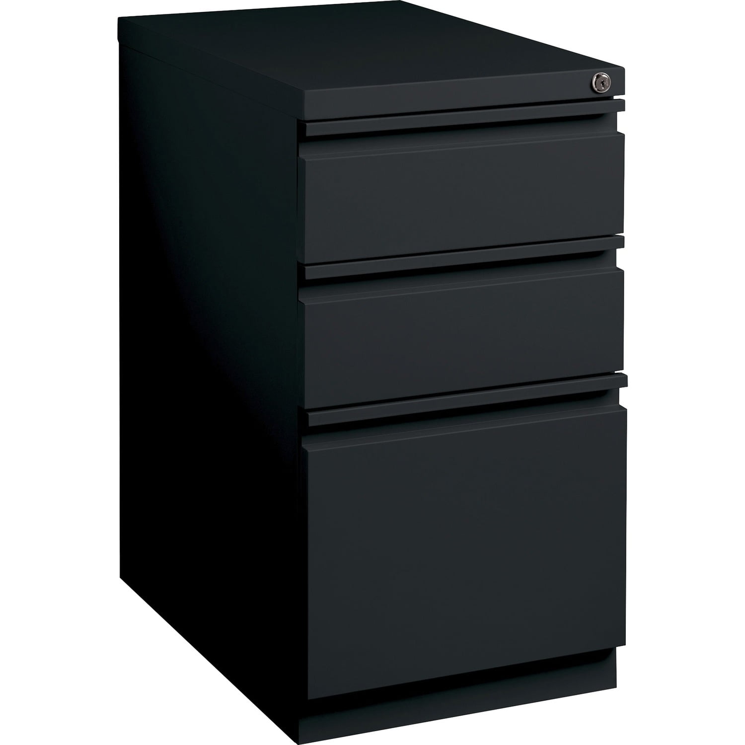 Sleek Black Steel 3-Drawer Lockable Mobile Pedestal File Cabinet