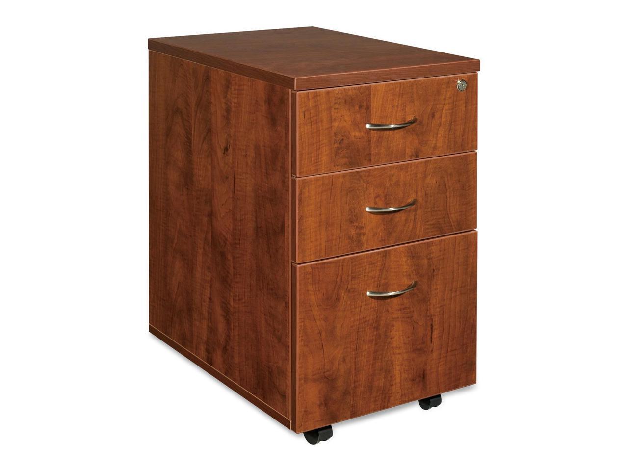3 Drawers Vertical Wood Composite Lockable Filing Cabinet, Cherry - image 1 of 10