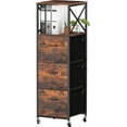 thumbnail image 1 of 3 Drawers Vertical Wood File Cabinet, Mobile Filing Cabinet with Open Storage Shelves & Adjustable feet, Filing Cabinets for Home Office, Fits A4 or Letter Size, Easy to Assemble, 1 of 6
