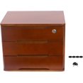 thumbnail image 1 of 3 Drawers Wooden Desktop Storage Box with Lockable Drawers, Wooden Storage Cabinet Organizer Tabletop Storage Organization Box for Office,Home (Walnut), 1 of 10