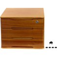 thumbnail image 1 of 3 Drawers Wooden Desktop Storage Box with Lockable Drawers, Wooden Storage Cabinet Organizer Tabletop Storage Organization Box for Office,Home (Wood Yellow), 1 of 10
