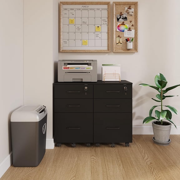 3 Drawers Wooden Locking File Cabinet with Storage Removable File Cabinet for Home Office,Under Desk Filing Cabinets