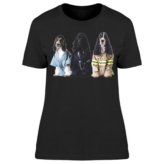 3 Dressed Up Spaniel Dogs T-Shirt Women -Image by Shutterstock, Female XX-Large