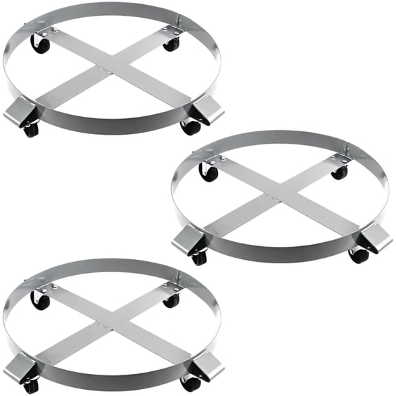 Non-Tipping Drum Dolly for 1000-Pound 55-Gallon Buckets with Swivel Casters - 3 Dollies