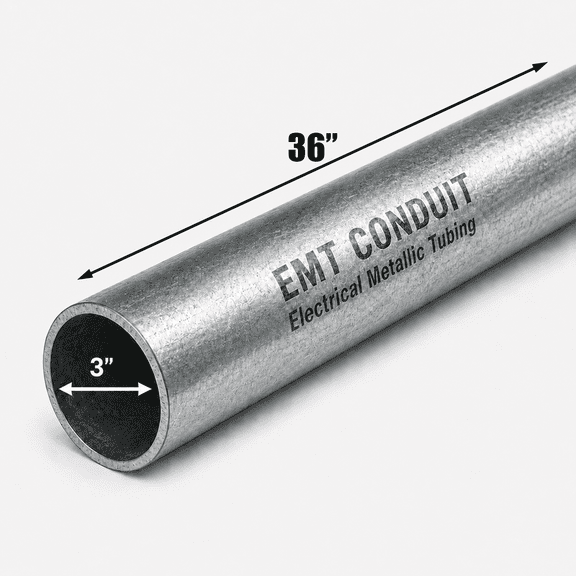 3 in. Diameter x 36 in. Length Galvanized Steel EMT Conduit Pipe