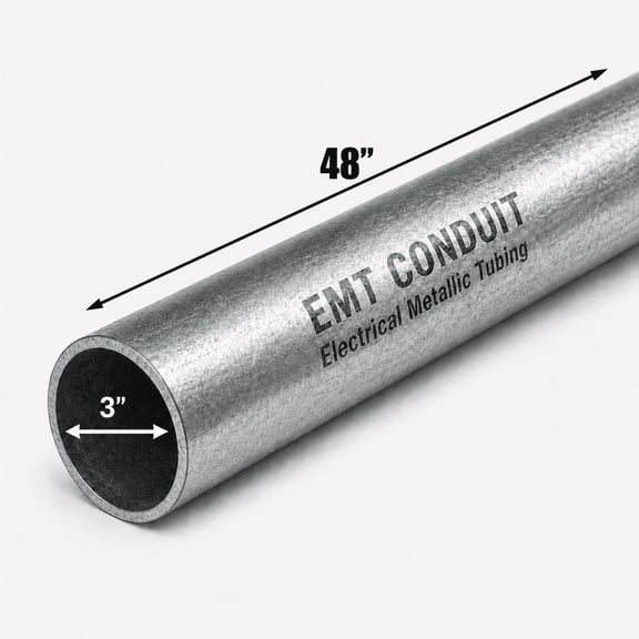 3 in. Diameter x 48 in. Length Galvanized Steel EMT Conduit Pipe