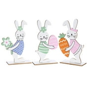3 Easter Wood Bunny Tabletop Decor for Home, Store & Office