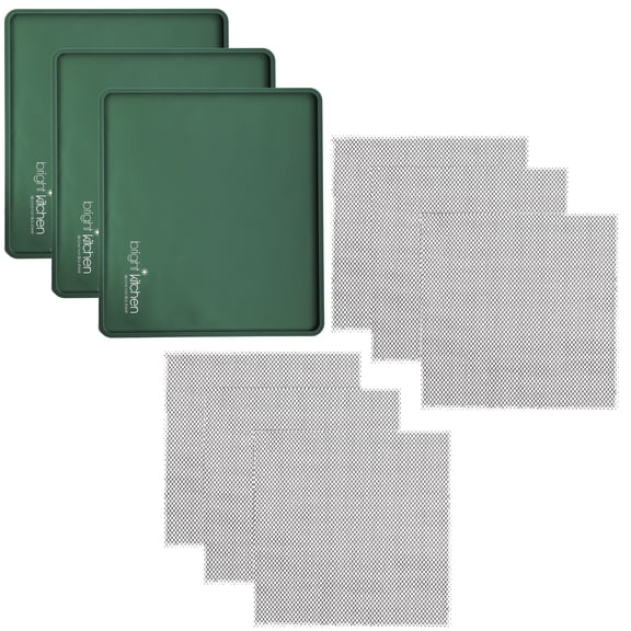 3 Edge Fruit Leather Silicone + 6 Mesh Screen Dehydrator Sheets Compatible With Magic Mill Pro BioChef Arizona Non Stick Dryer Mats for Jerky, Fruit, Herbs, Chips, Flax Crackers Crusts Tray Lip Liners