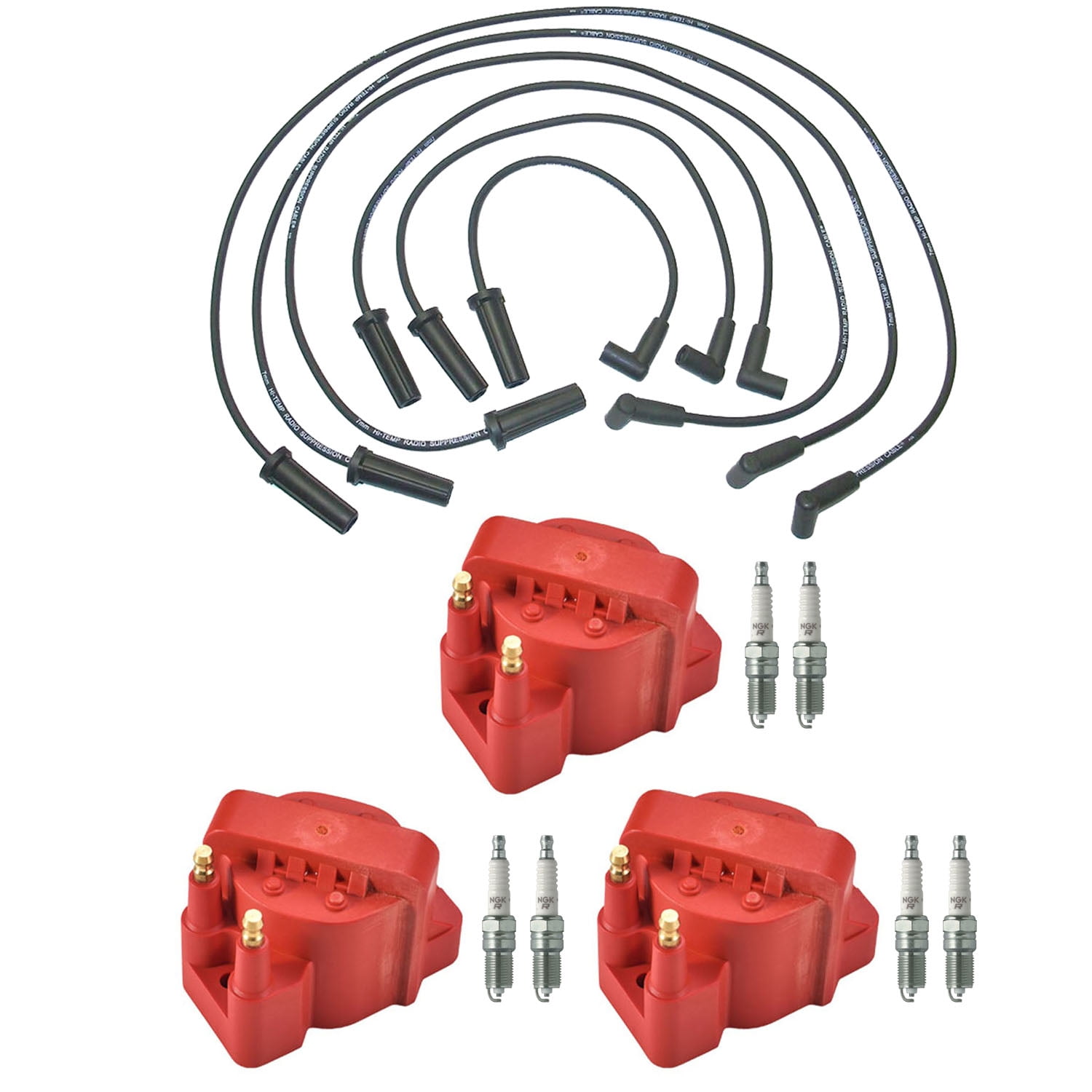 3 Energy ISA Ignition Coils, Wireset and 6 NGK Copper Spark Plugs Compatible with 00-04 Buick Regal 3.8L V6 Replacement for DR39 Fits select: 2007-2008 BUICK LUCERNE CXL, 2006-2008 PONTIAC GRAND PRIX