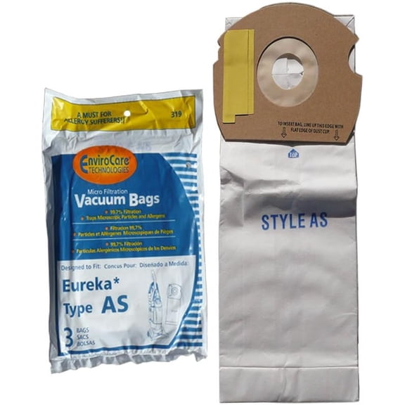 3 Eureka Upright AirSpeed (AS) Vacuum Cleaner Allergy Bags, 68155-6, 68155, 66655, 67726, Filtrete - 21-2440-06, 84404, Airspeed Pet Bagged, Air Speed Upright