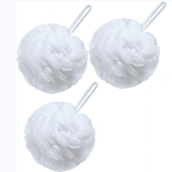 3 Exfoliating Bath Puff Super Soft Wash Ruffles for Bathtub and Shower, Skin Scrubbing and Body Exfoliating Ball Loofah Sponges Easiest and Most Effective Way to Exfoliate (Three Bath Ruffles)