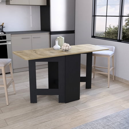 3 Expandable Folding Table - Black Version. 58.7"w X 23.6"d 30.9"h Spacious. 12.3"w Compact Storage. Legs. Holds Up To 22 Pounds. Chic Wood Appearance In With 3 Options. Compact. Legs, Grain Finish