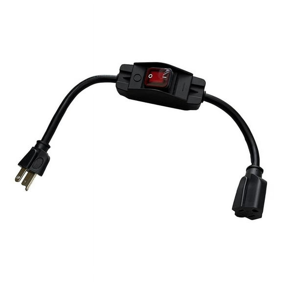 3 Prong Extension Cord with Waterproof Switch, 1875W Heavy Duty Extension Cord with Switch, 14AWG 1.5FT, 1 Pack US Plug