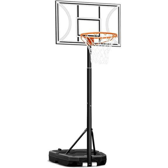 3 FT- 9 FT Adjustable Pool Basketball Goal, 32 in Backboard Indoor Portable Basketball Hoop for Youth/Teenagers/Adults in Backyard/Driveway