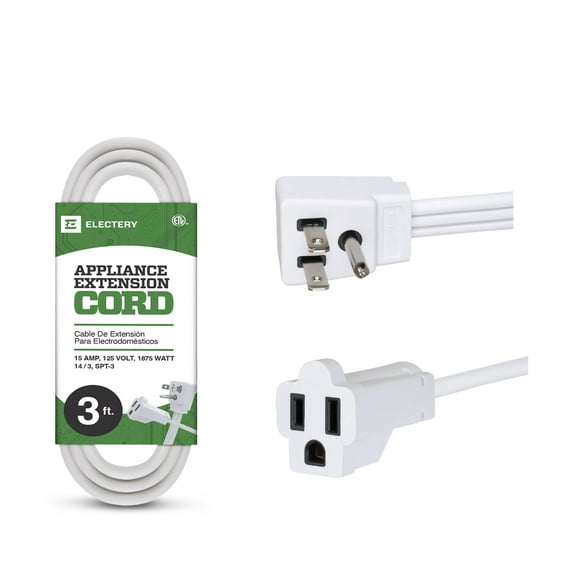 3 FT Air Conditioner and Major Appliance Extension Cord, 14/3 Gauge Heavy Duty SPT-3 15 Amps Cable, ETL Listed - White